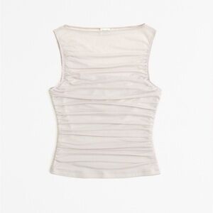 SOLD 
Abercrombie & Fitch Cream Ruched Sleeveless Tank Top Mesh